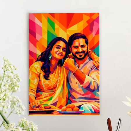 Cute Siblings A3 Canvas Frame-picture-49