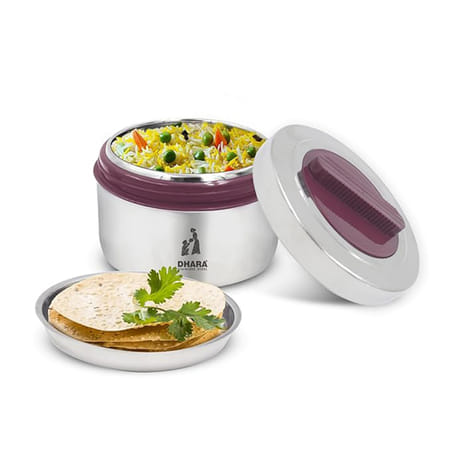 Dhara Stainless Steel Duplex Large Tiffin Container Maroon/Blue-image-6