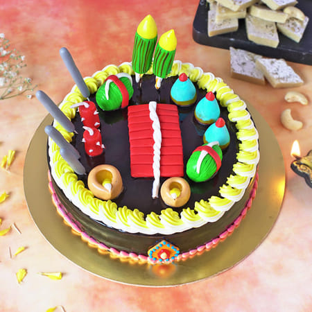 Diwali Crackers Fondant Cake (1 kg)-picture-45