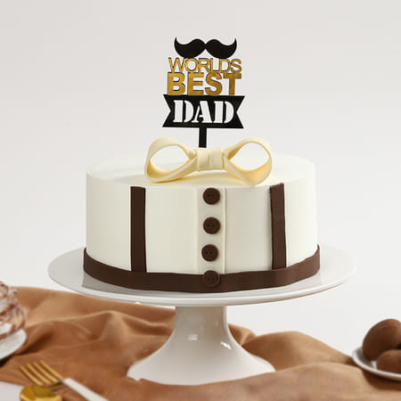 Father's Day Bow Tie Suspender Semi-Fondant Cake (1 Kg)-image-4
