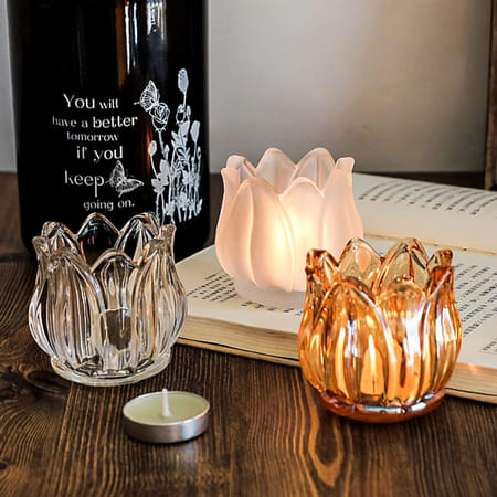 Floral Acrylic Candle Holder - Assorted - Single Piece-image-10