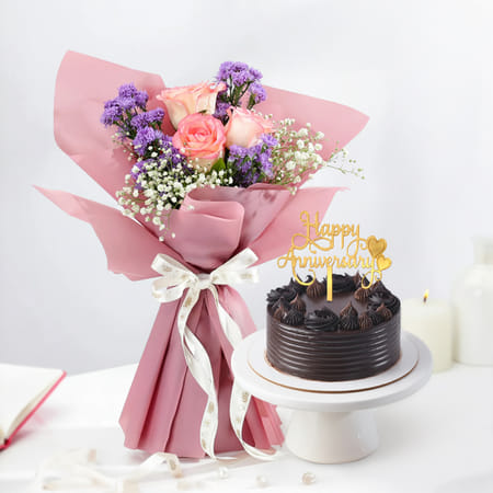 Floral Grace & Truffle Indulgence Anniversary Combo