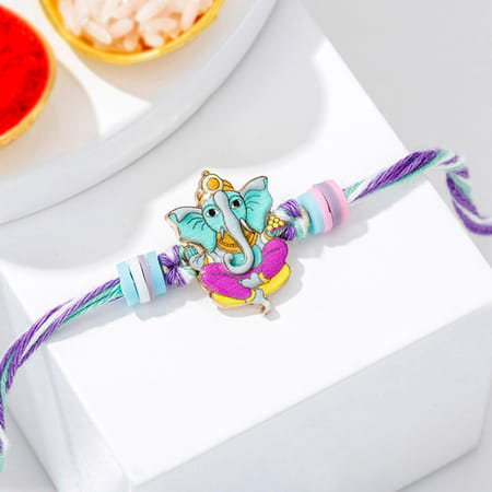 Fluorescent Enamel Ganesha Charm Rakhi-picture-38