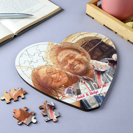 Forever Love Personalized Wooden Jigsaw Heart Puzzle-picture-33