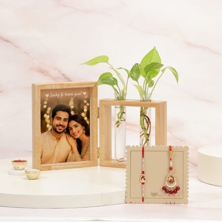 Ganesha Bhaiya Bhabhi Rakhi with Money Plant
