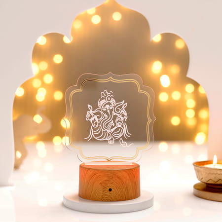 Ganesha Wooden Base LED Lamp-image-4