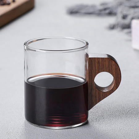 Glass Coffee Cup With Wooden Handle - Small - Single Piece-picture-47