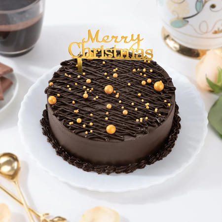 Golden Accent Chocolate Christmas Cake-image-15