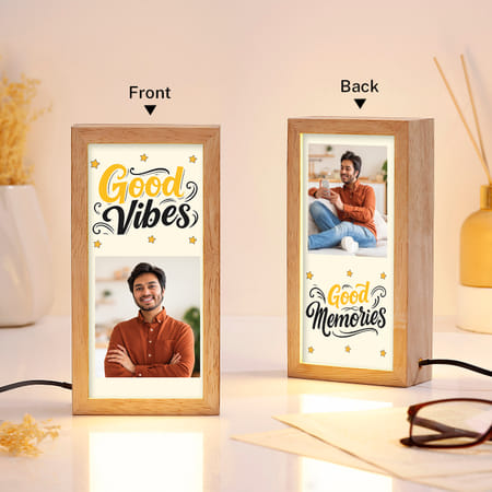 Good Vibes Personalized Wooden LED Photo Frame For Him-picture-21