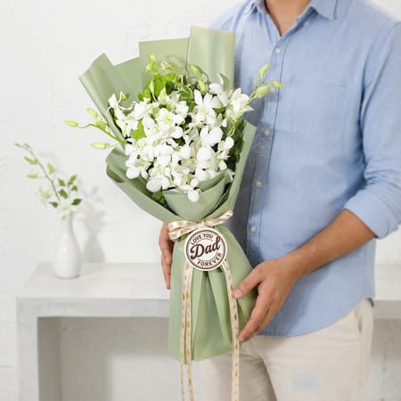 Graceful White Orchids Bouquet for Father's Day-picture-46