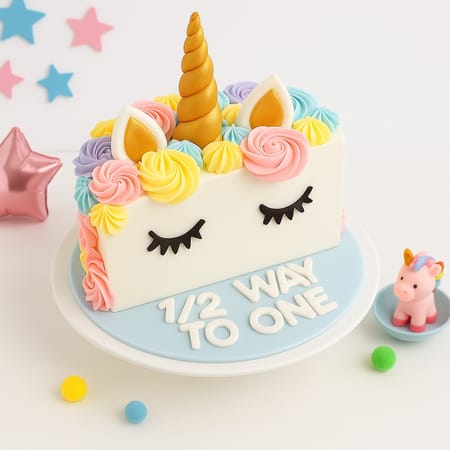 Half Birthday Unicorn Celebration Cake (1 Kg)-picture-29