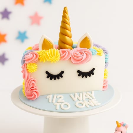 Half-Birthday Unicorn Celebration Cake (2 Kg)-picture-30