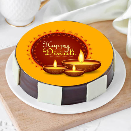 Happy Diwali Designer Diya Poster Cake-picture-29
