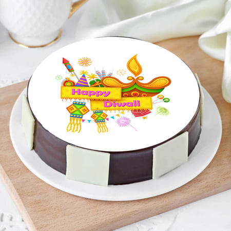 Happy Diwali Lantern & Diya Poster Cake-picture-30