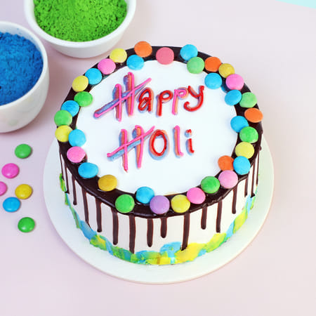 Happy Holi Fresh Cream Cake With Candy Icing (1 kg)-picture-14