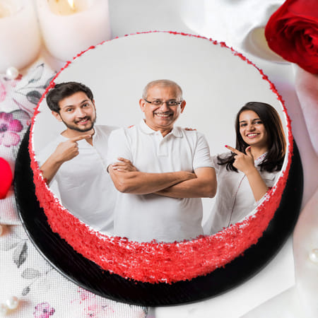 He's My Dad Photo Printed Red Velvet Cake-picture-40