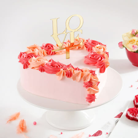 Heart-Shaped Pink Love Cake Rosette (1Kg)-picture-43
