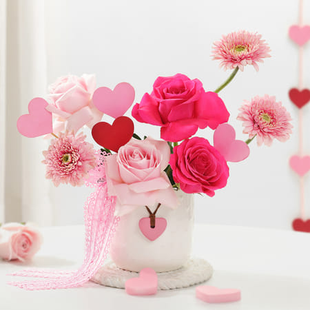 Heartfelt Valentine's Day Pink Floral Arrangement-image-14