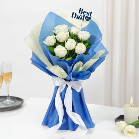 Heartfelt White Rose Bouquet for Dad-image-15