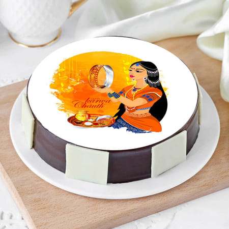 Karwa Chauth Theme Poster Cake-picture-33