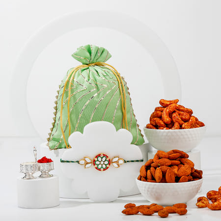 Kundan Meenakari Rakhi With Savoury Dry Fruits-image-14