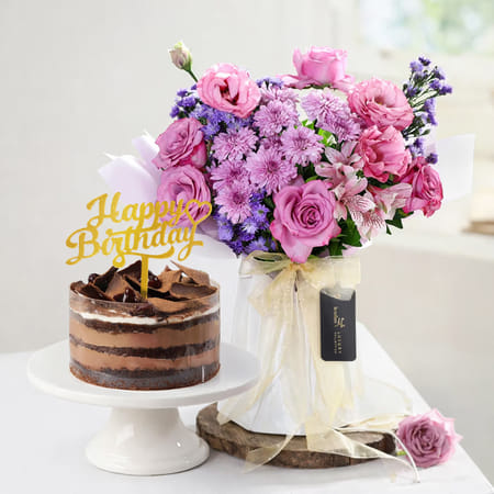 Lavender Dream & Black Forest Cake Birthday Combo-picture-13
