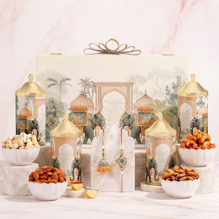 Luxury Bhaiya Bhabhi Rakhi Hamper with Gourmet Delights-picture-15