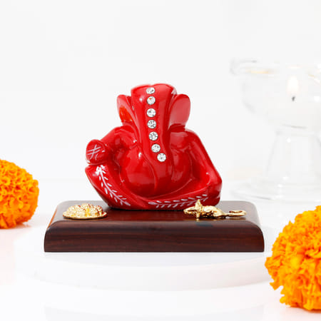 Majestic Crimson Red Ganesha Idol-image-22