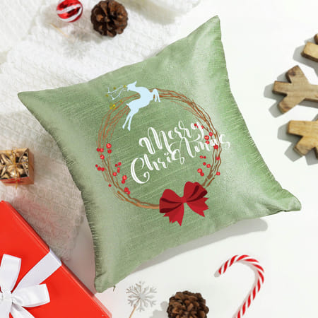 Merry Christmas Sage Green Cushion Cover-image-8