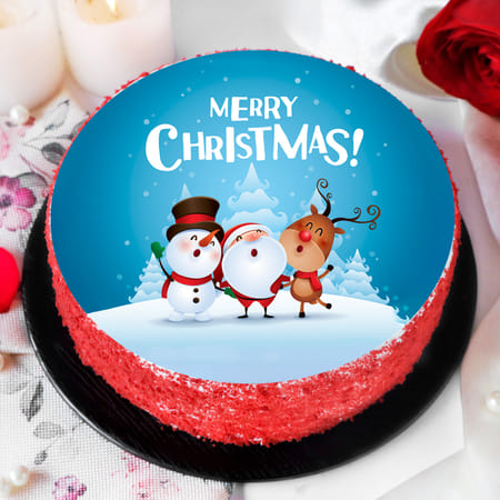 Merry Christmas Snowman Poster Cake (2 kg)-image-45