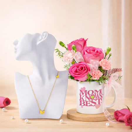 Mom's Elegant Necklace & Bloom Arrangement-picture-15