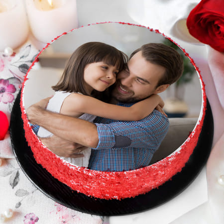 My Dad My Hero Photo Printed Red Velvet Cake (2 Kg)-image-11