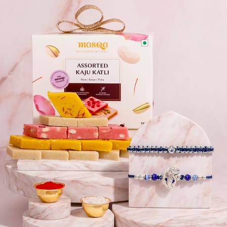Om Solitaire Rakhi & Assorted Kaju Katli Gift Box-picture-12