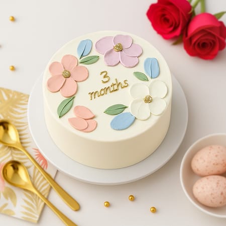 Pastel Floral Milestone Cake (1kg)-image-0