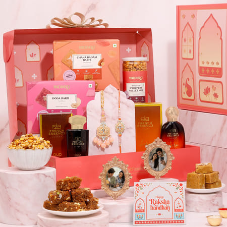Peach Grateful Bhaiya Bhabhi Rakhi Gift Hamper-picture-20