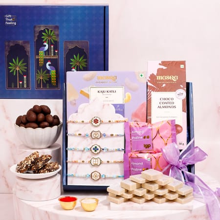 Pearl and Kundan Rakhi Box with Mithai-picture-16