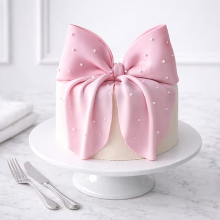 pearls & bow elegance cake