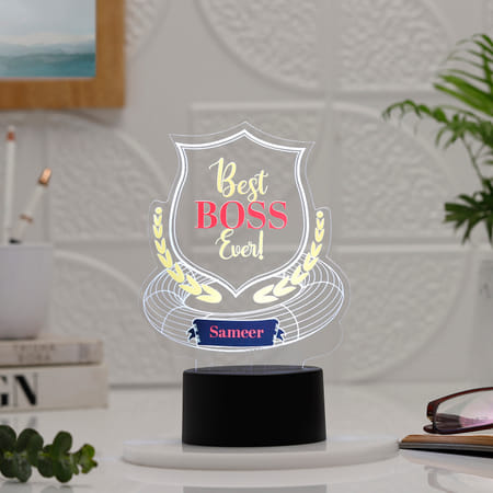 Personalized Best Boss Ever LED Lamp-Black Base-image-6