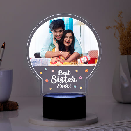 Personalized Best Sister Ever Black Base LED Lamp-image-22