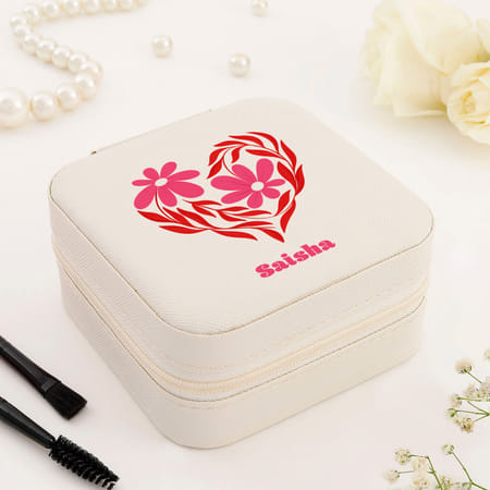 personalized floral heart jewellery organizer