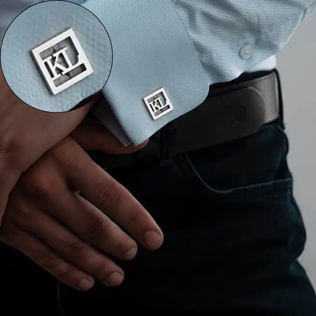 Personalized Gold And Silver Initials Cufflinks-picture-22