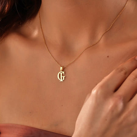 Personalized Gold Double Letter Pendant Necklace For Women