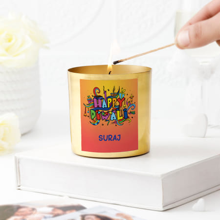 Personalized Happy Diwali Metal Candle-picture-32