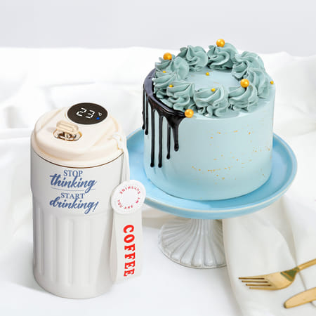 Personalized Motivational Temperature Tumbler And Blue Cream Cake Combo-picture-23