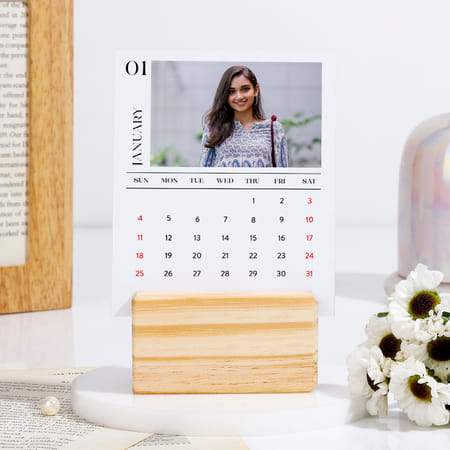 Personalized Photo Desk Calendar With Wooden Base-image-31