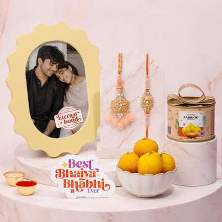 Personalized Photo Frame Bhaiya Bhabhi Rakhi Gift Hamper-picture-39