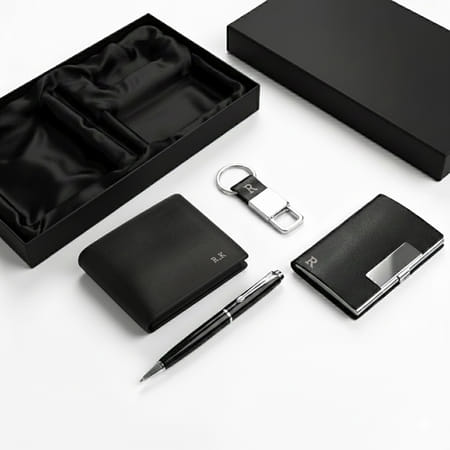 Personalized Refined Faux Leather Wallet Gift Set For Him-image-20