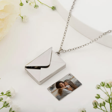Personalized Silver Love Envelope Pendant For Mom-picture-13