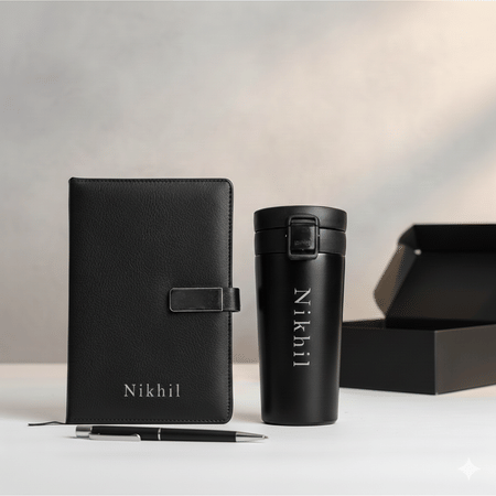 Personalized Sleek Black Diary & Bottle Gift Set-picture-31