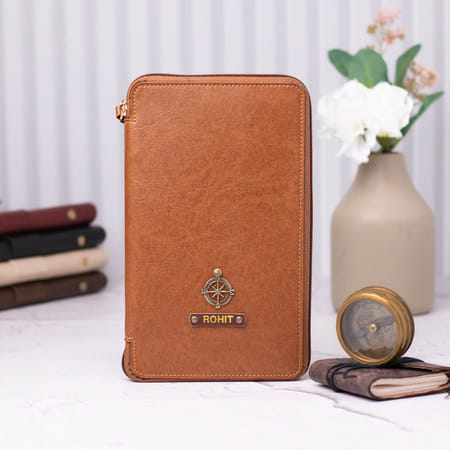 Personalized Sleek Travel Essentials Holder - Tan-picture-12